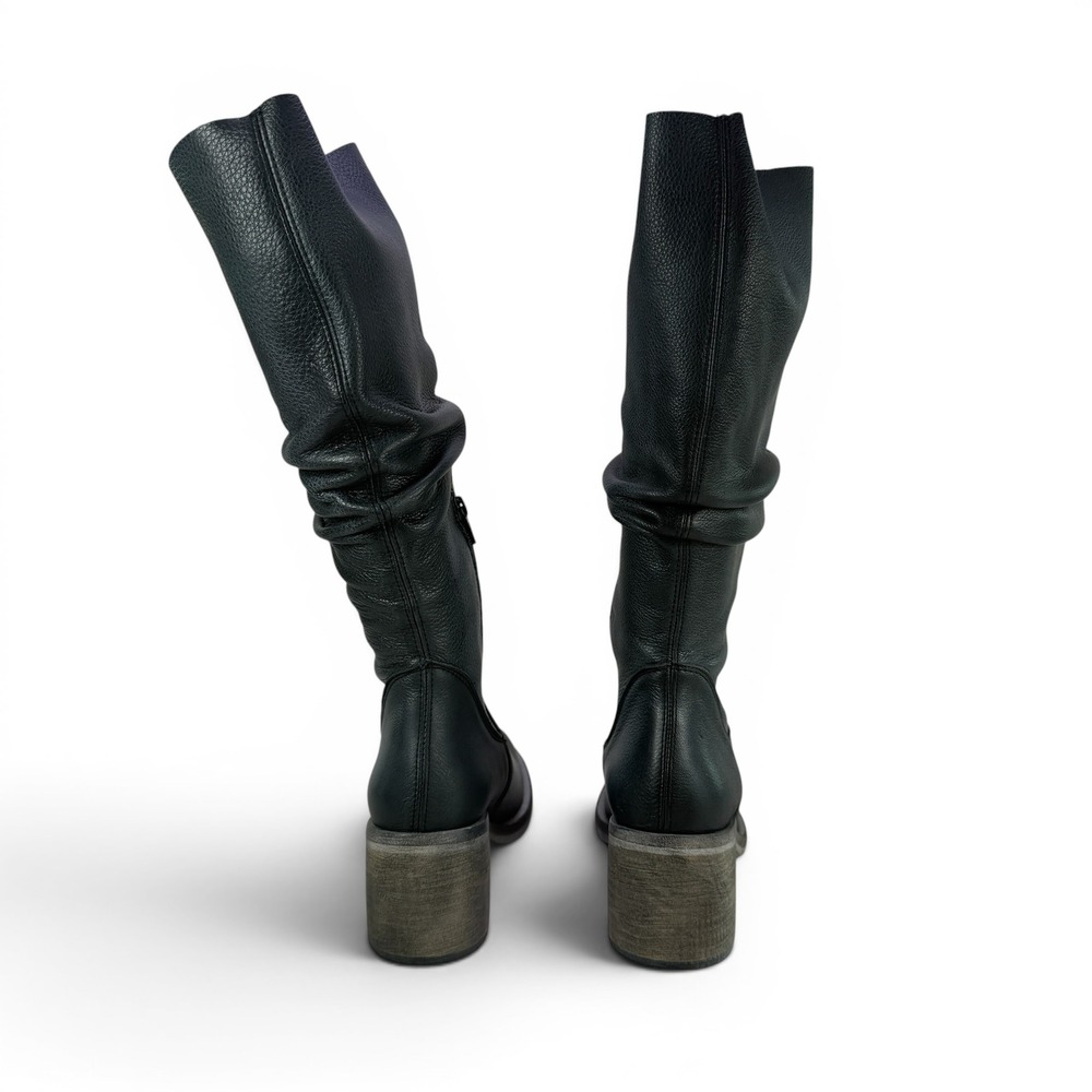 Free People Essential Tall Slouch Boot Womens 7 EU 37 Black Leather Zip Spain - Picture 6 of 16